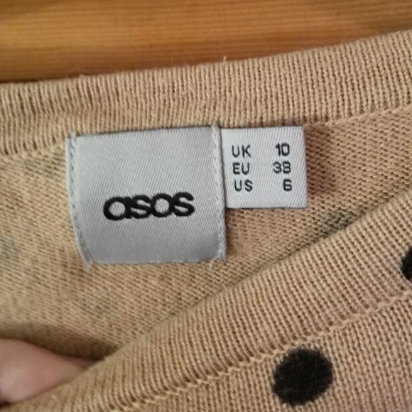 ASOS Knit Tan/Black Polka Dot Fox Crop Top Petite - Picture 5 of 5